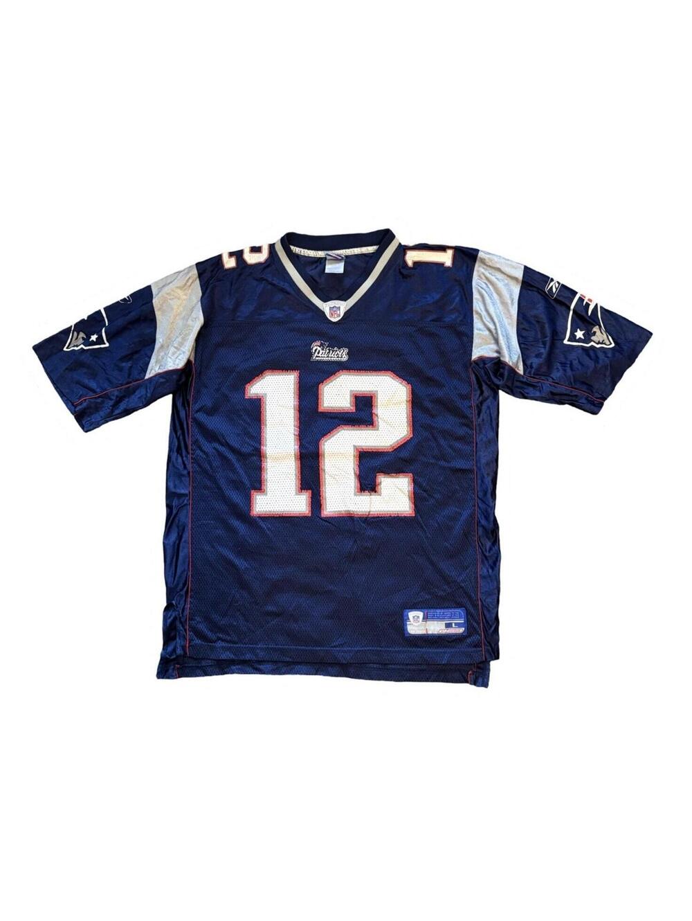 Reebok Vintage Tom Brady New England Patriots #12 NFL Jersey On Field Size Large
